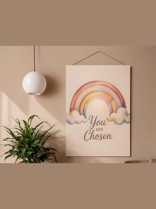 You Are Chosen Rainbow Baby Wall Art Printable Nursery Adoption Decor Neutral