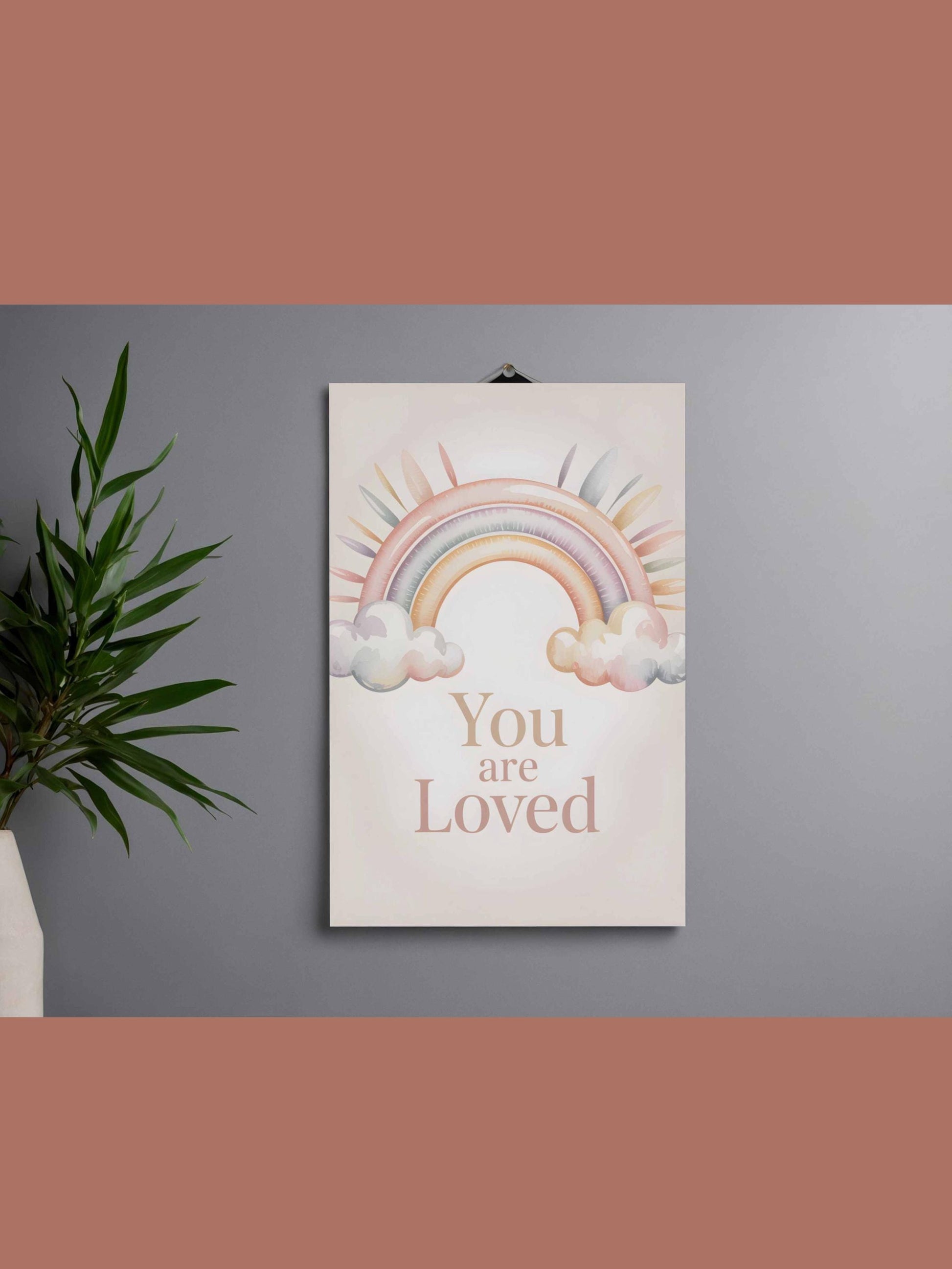 You Are Loved Rainbow Baby Wall Art Printable Nursery Neutral Boho Decor