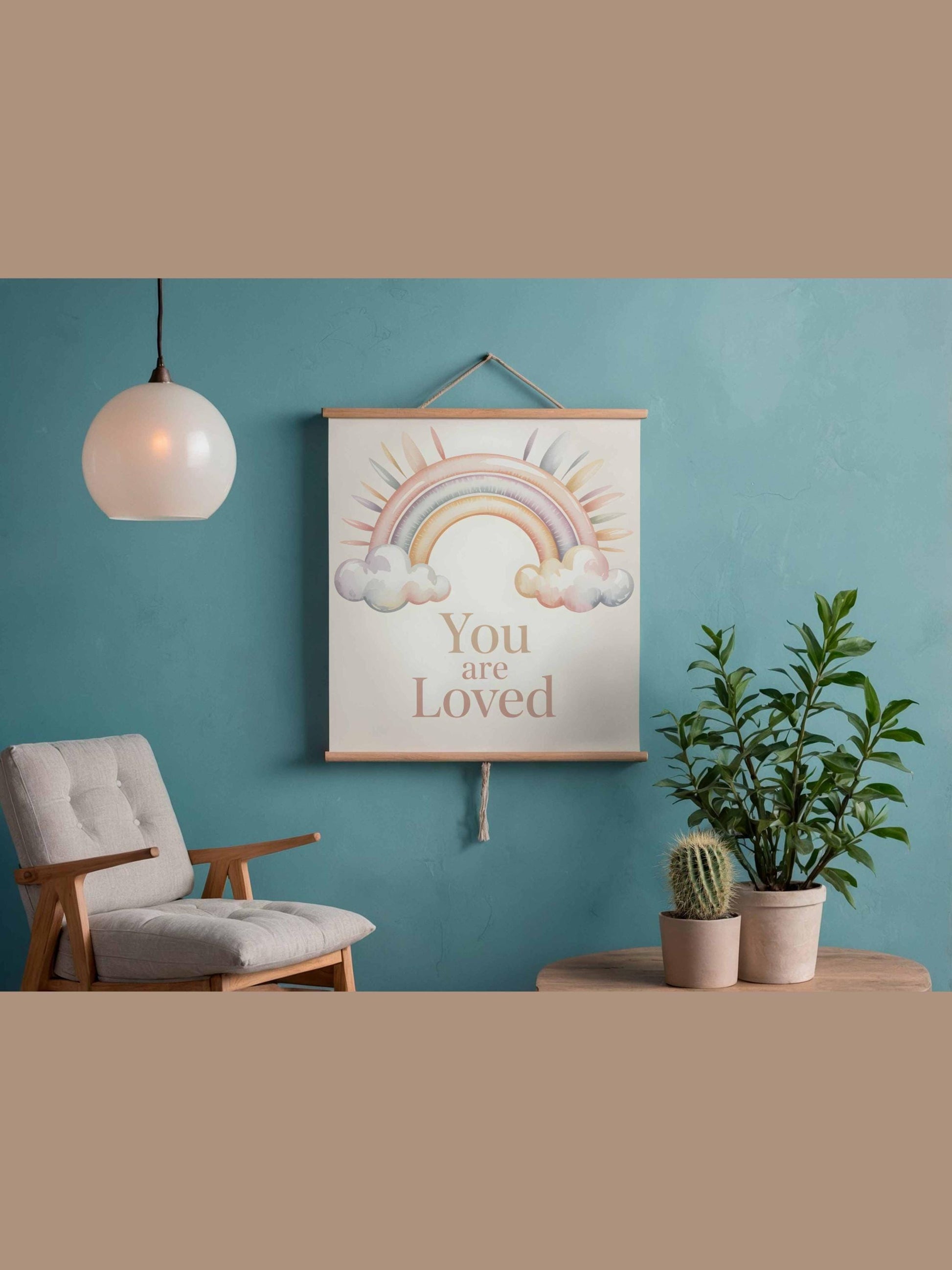 You Are Loved Rainbow Baby Wall Art Printable Nursery Neutral Boho Decor