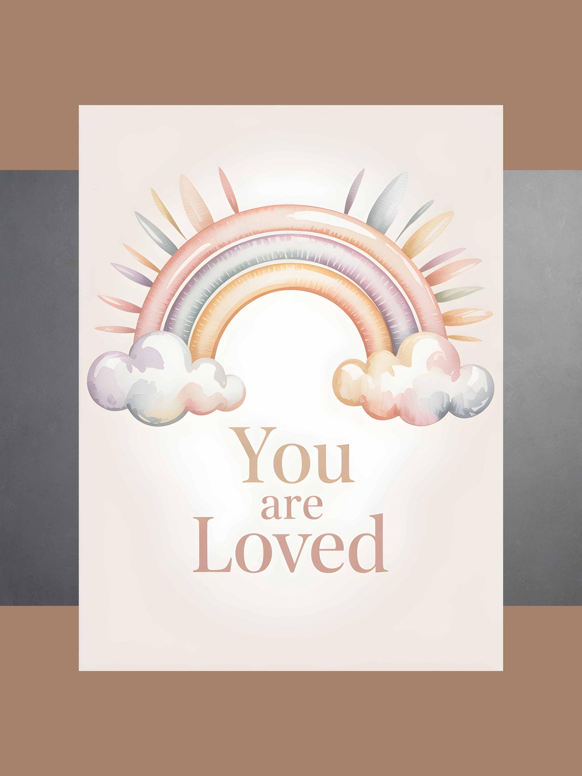 You Are Loved Rainbow Baby Wall Art Printable Nursery Neutral Boho Decor