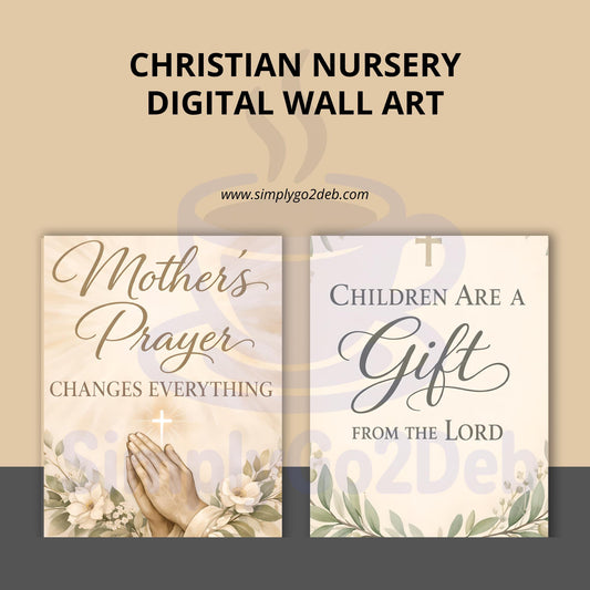 Christian Nursery Wall Art Set of 6, Neutral Floral Faith Based Prints, Boho Art