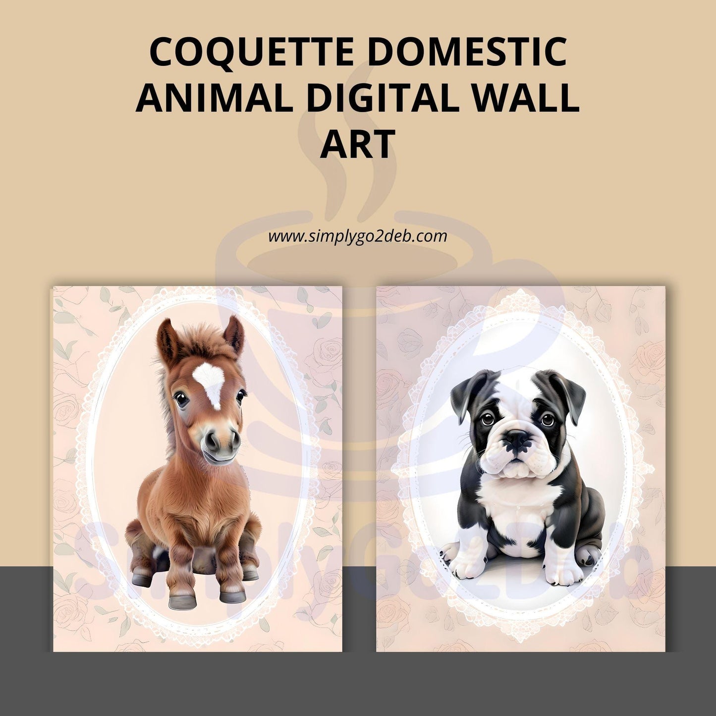 Coquette Baby Animal Nursery Wall Art, Pink Decor Set - Set of 14