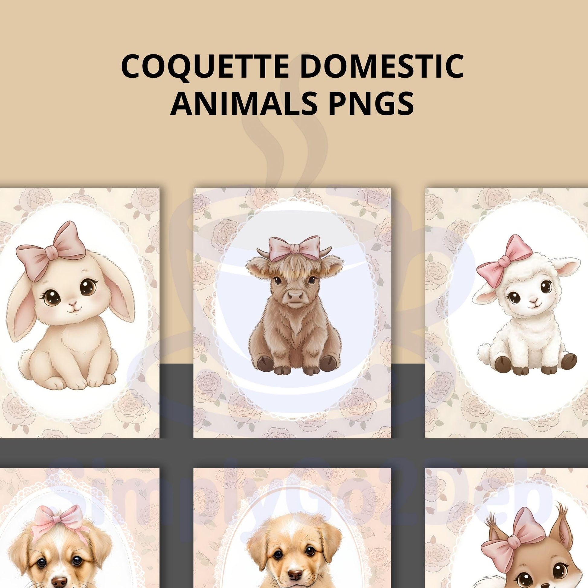 Coquette Baby Animal Nursery Wall Art, Pink Decor Set - Set of 14