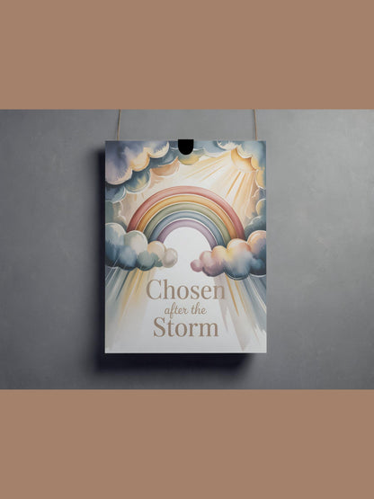 Chosen After the Storm Rainbow Baby Wall Art Printable Nursery Faith Decor