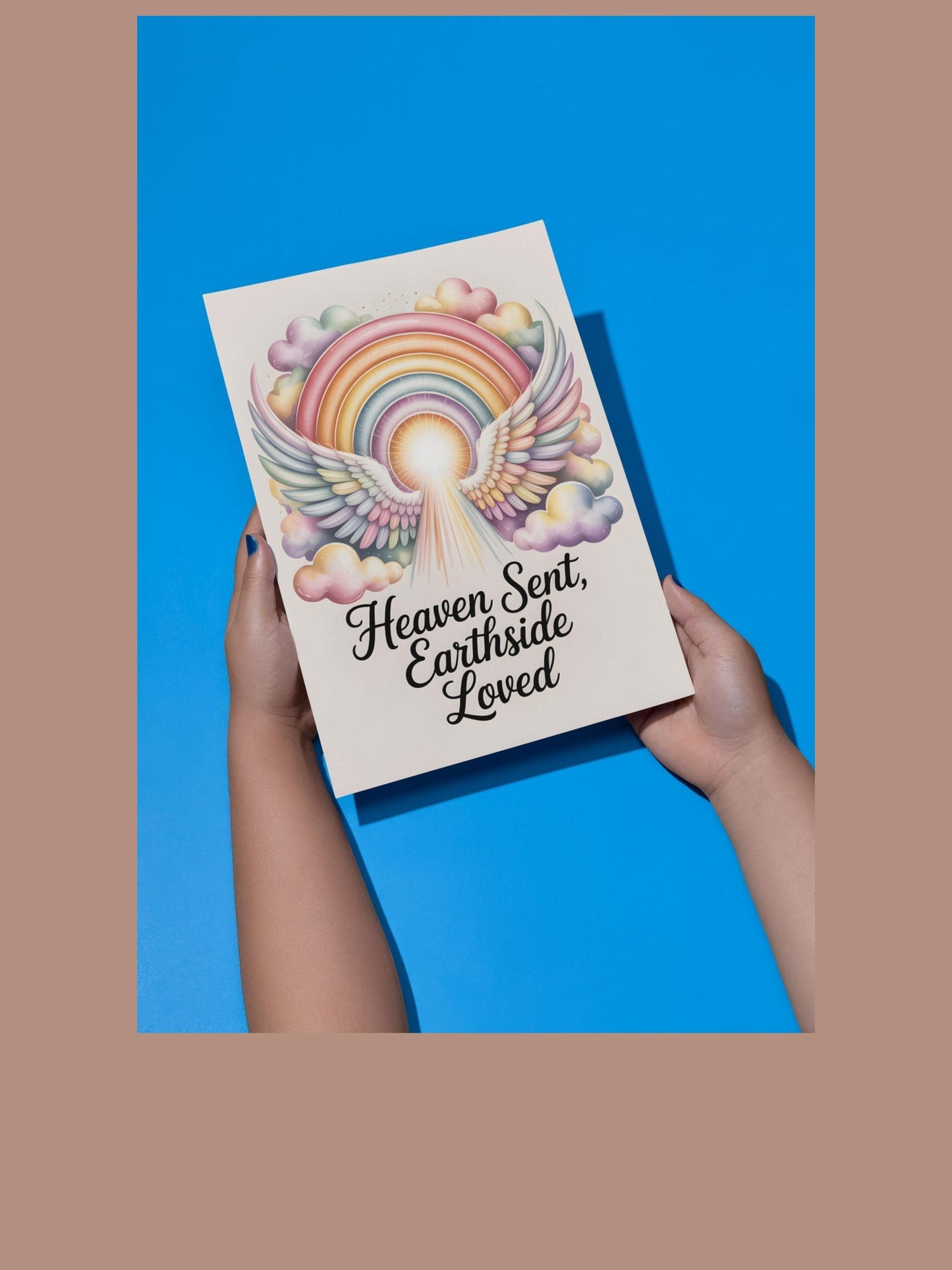 Heaven Sent Earthside Loved Rainbow Baby Wall Art Printable Nursery Angel Decor