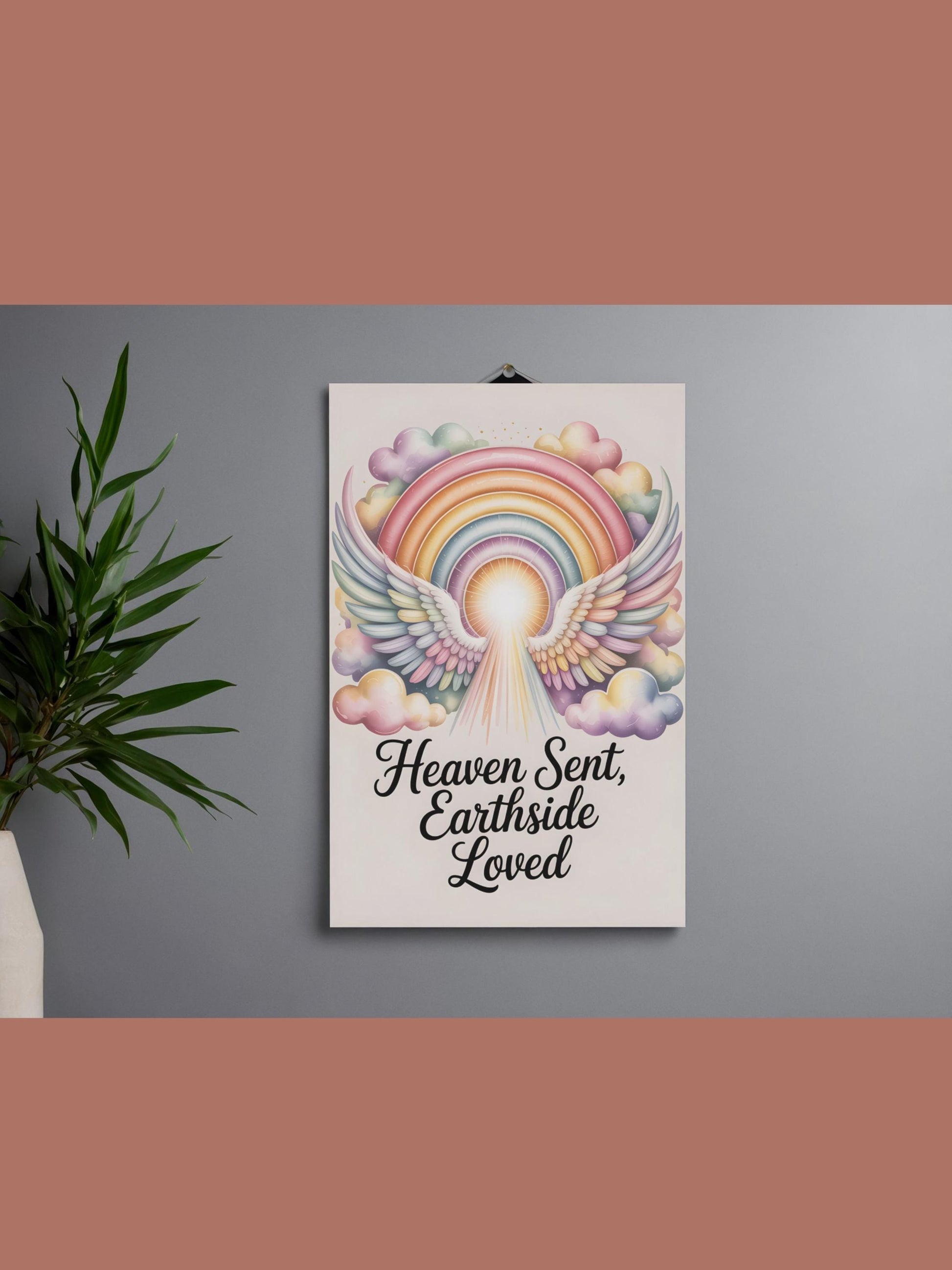 Heaven Sent Earthside Loved Rainbow Baby Wall Art Printable Nursery Angel Decor