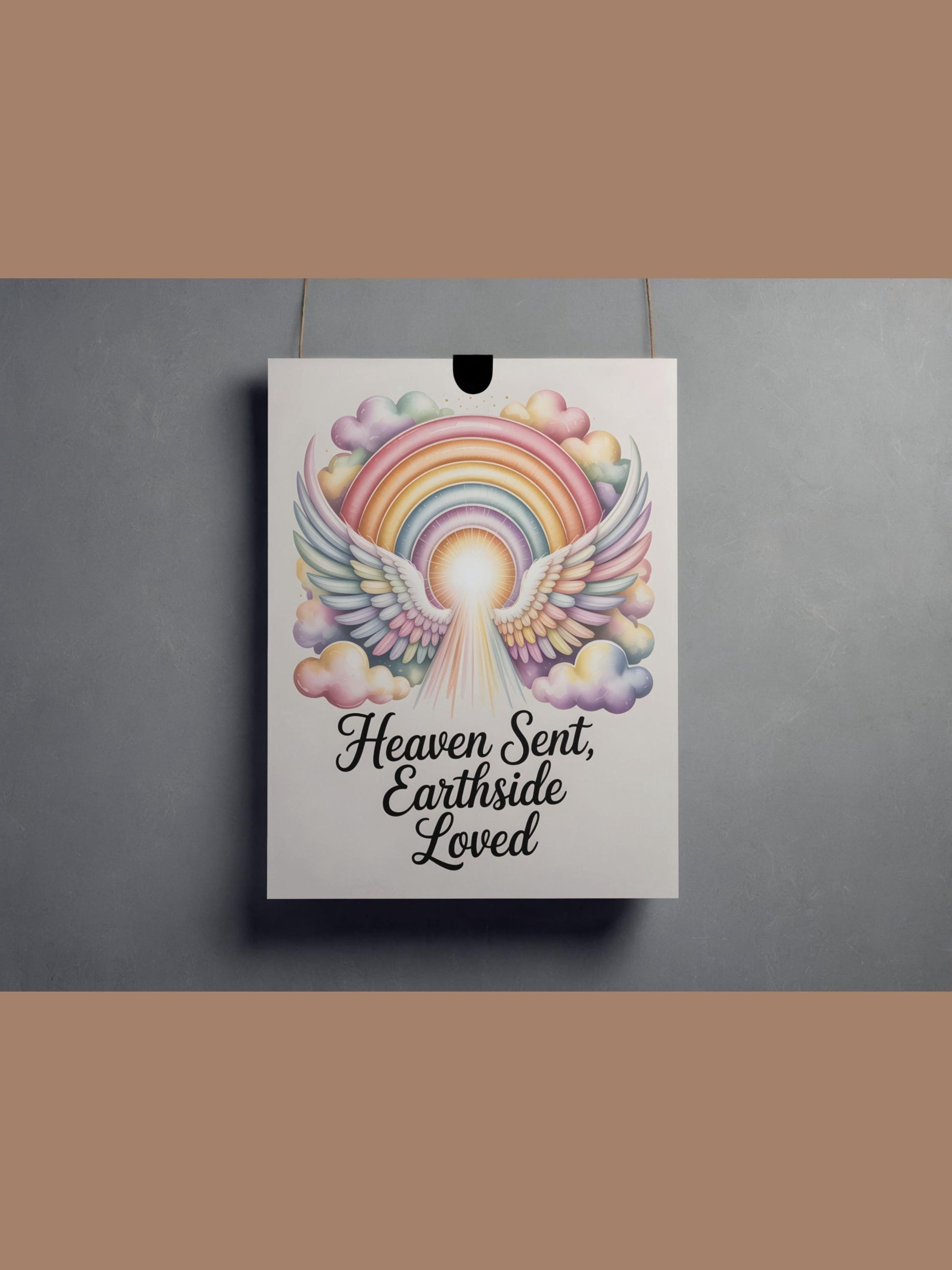 Heaven Sent Earthside Loved Rainbow Baby Wall Art Printable Nursery Angel Decor