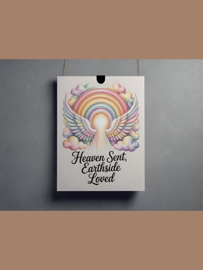 Heaven Sent Earthside Loved Rainbow Baby Wall Art Printable Nursery Angel Decor