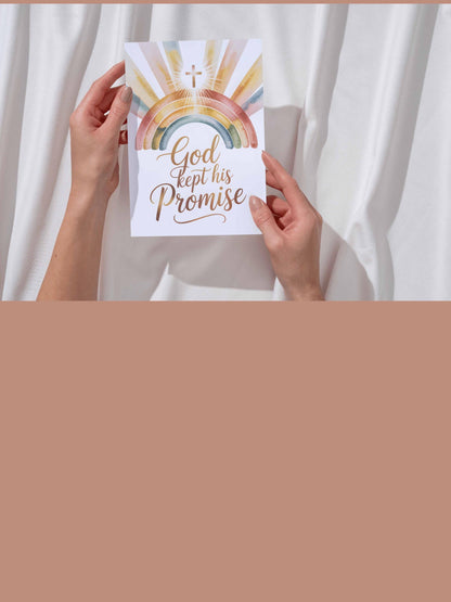 God Kept His Promise Rainbow Baby Wall Art Printable Christian Nursery Decor