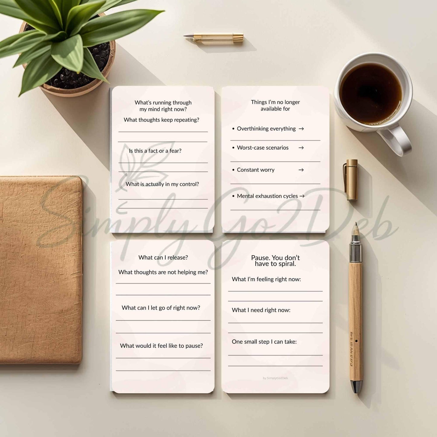 Anxiety Workbook Printable, Overthinking Help, Calm Mind Toolkit, Stress Relief PDF Guide