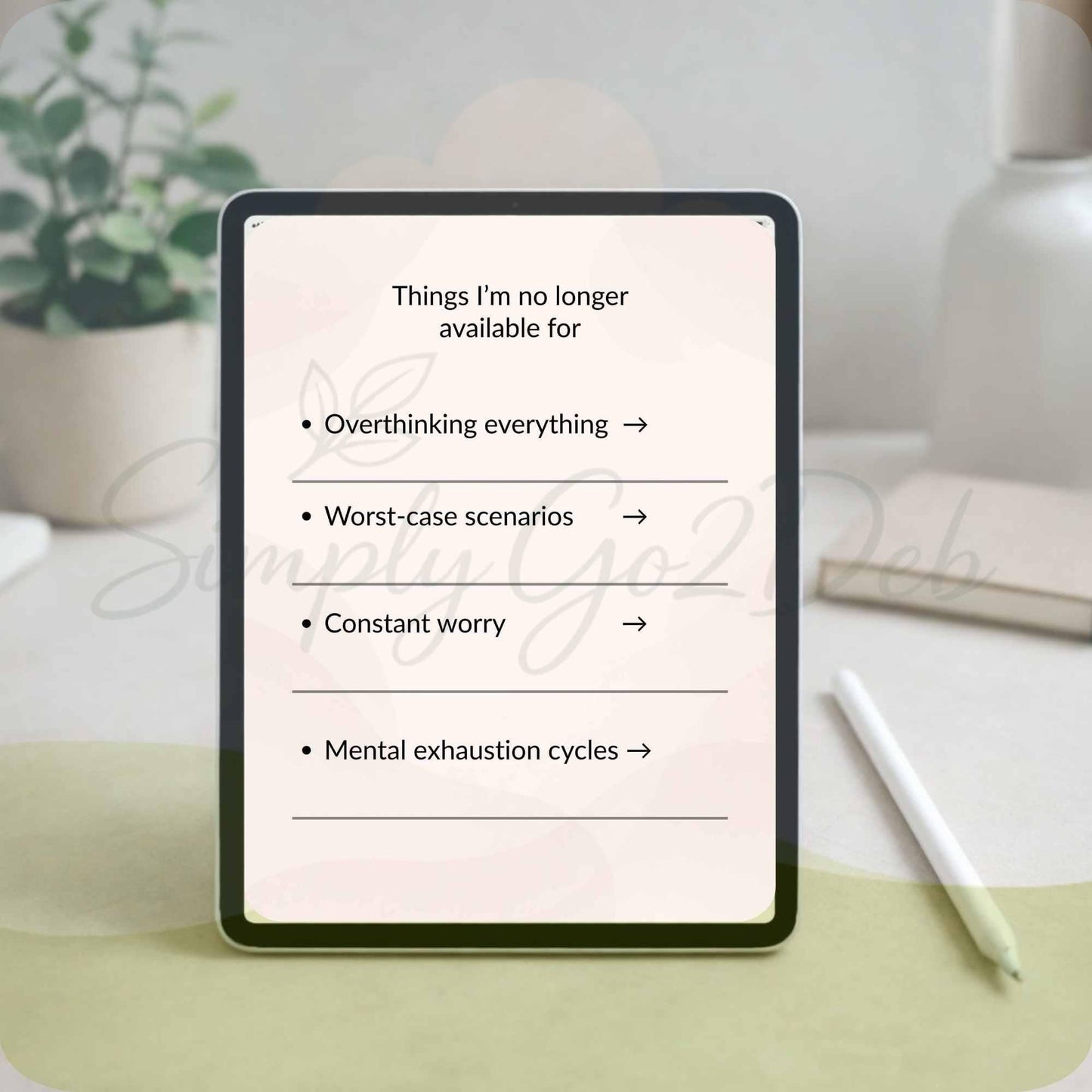 Anxiety Workbook Printable, Overthinking Help, Calm Mind Toolkit, Stress Relief PDF Guide