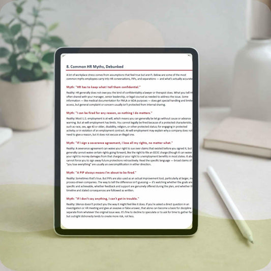 HR Survival Guide | Know Your Rights PDF | Employee Handbook, PIP Survival, Severance & Retaliation | Digital Download