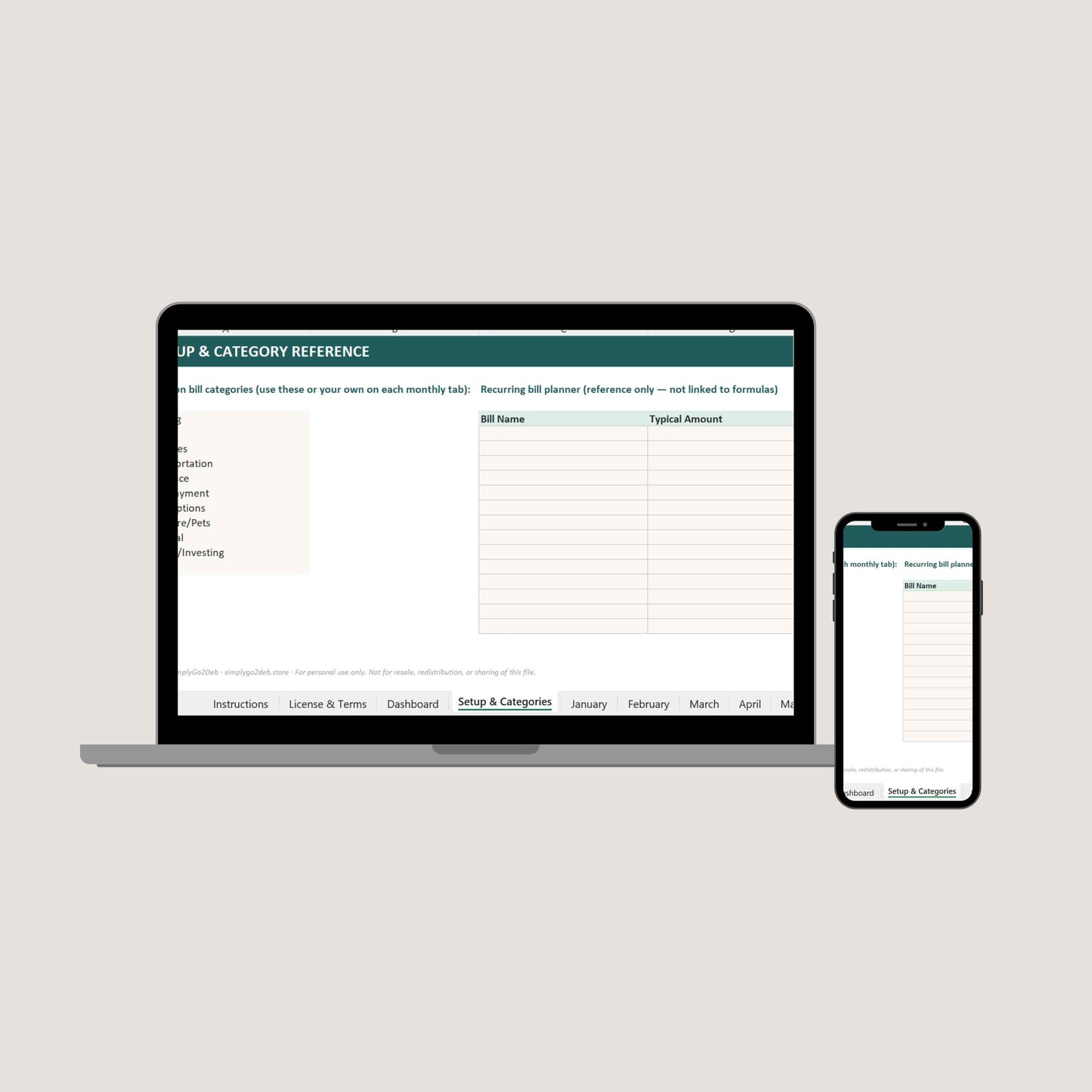 Paycheck Budget Planner Excel Spreadsheet, Monthly Budget Tracker Bill Organizer, Editable Template