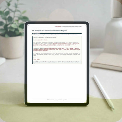Workplace Accommodation Templates Pack | 12 ADA Request Scripts & Letters